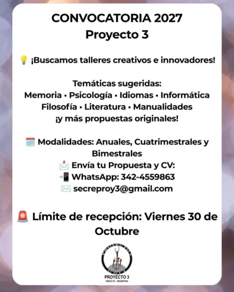 Convocatoria abierta para talleres 2027
